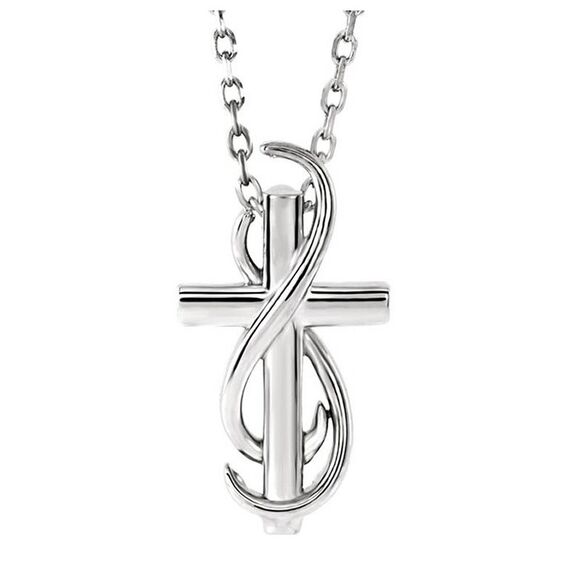 Sterling Silver Infinity Cross Necklace 16-18 Inch